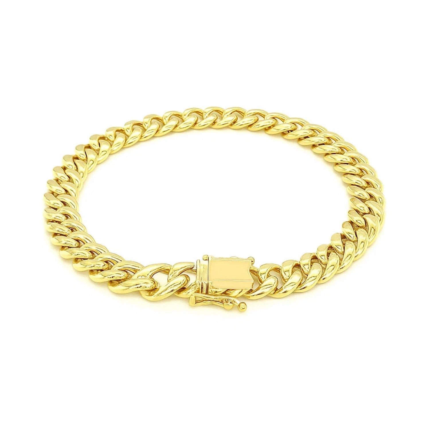 10k Yellow Gold Semi Solid Miami Cuban Bracelet (7.20 mm) - Peelerie